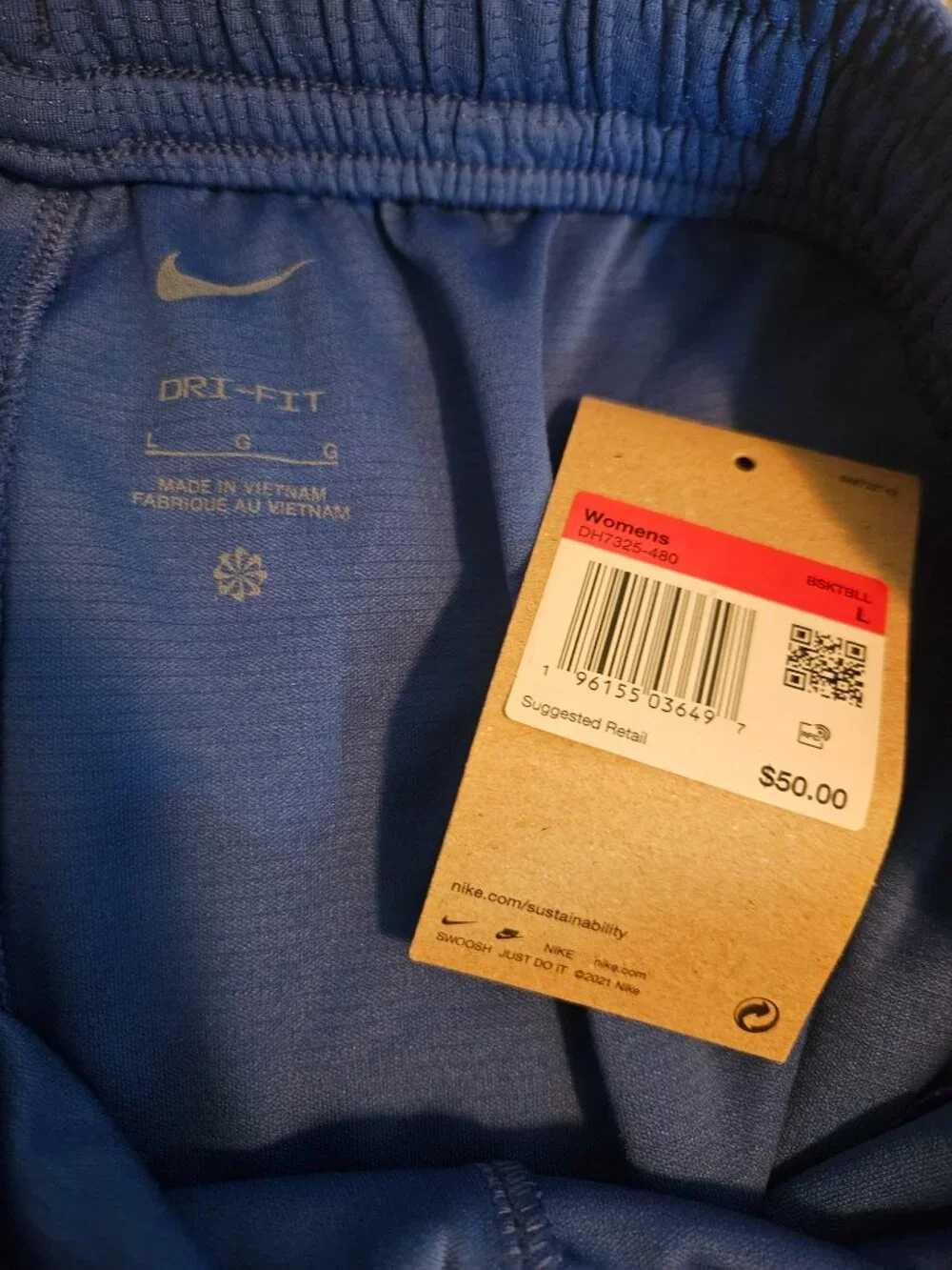 Nike Dri-FIT Fly Crossover Women Basketball Elastic Waist Shorts Blue NEW Large